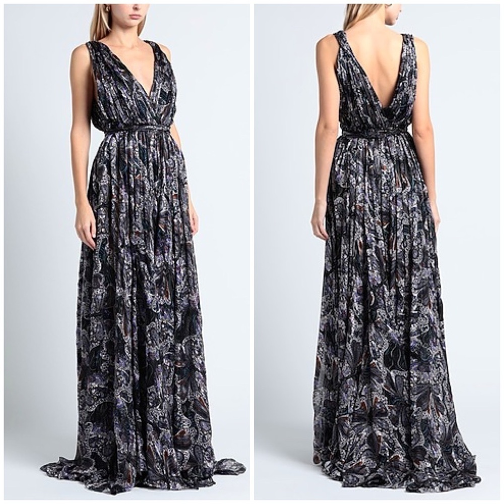 NWT Etro Runway Silk Paisley Deep V Maxi Dress Gown Sz 40 - Picture 3 of 16